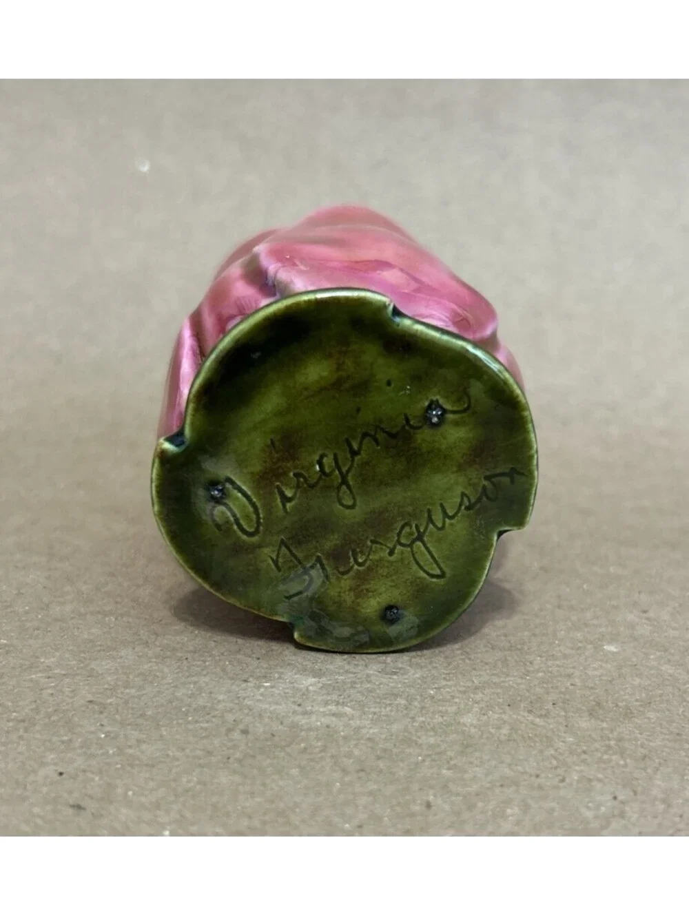 Vintage Hand Painted Tulip Egg Cup signed by Virginia Ferguson